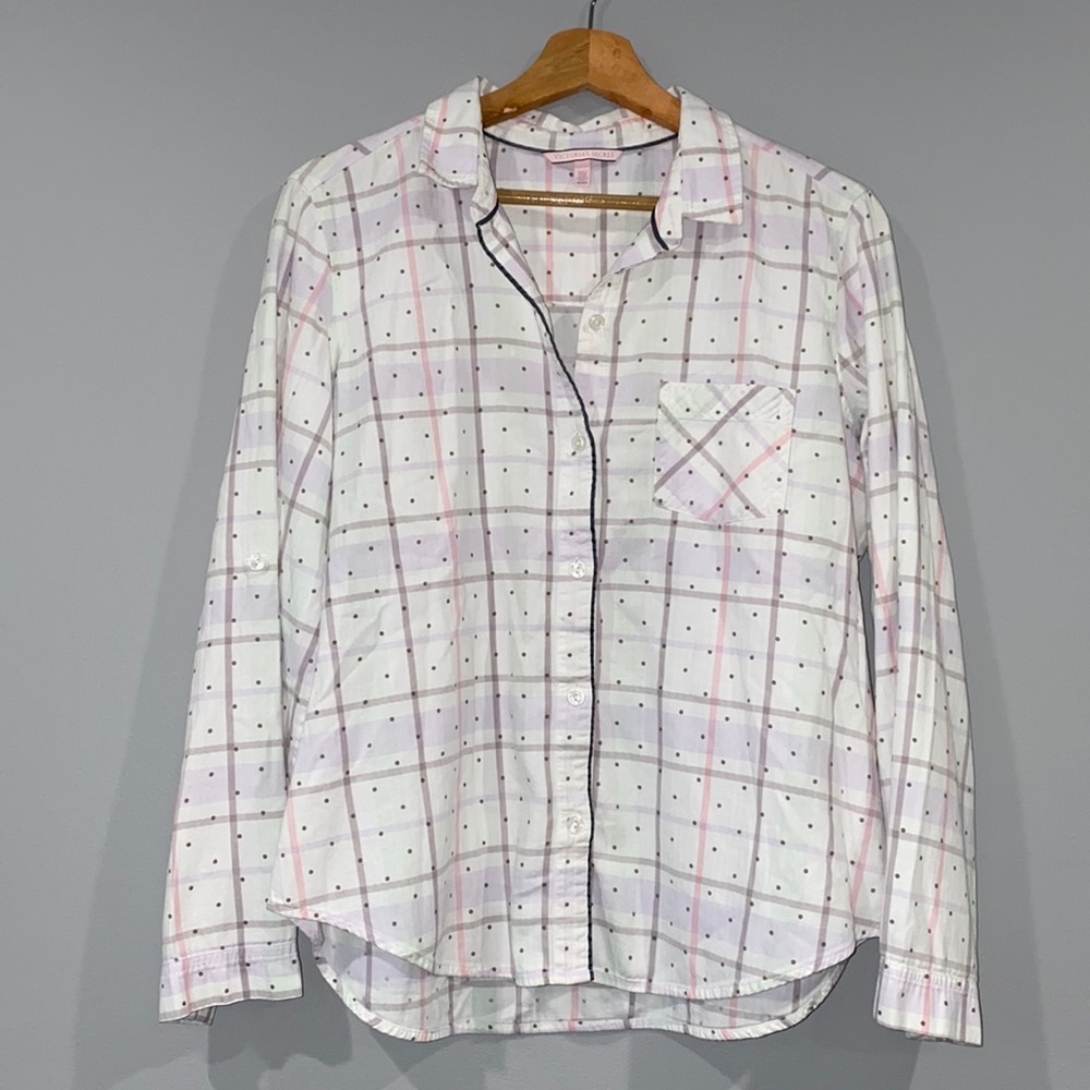 Victoria’s Secret Women’s Polka Dot, Plaid Pajama Top